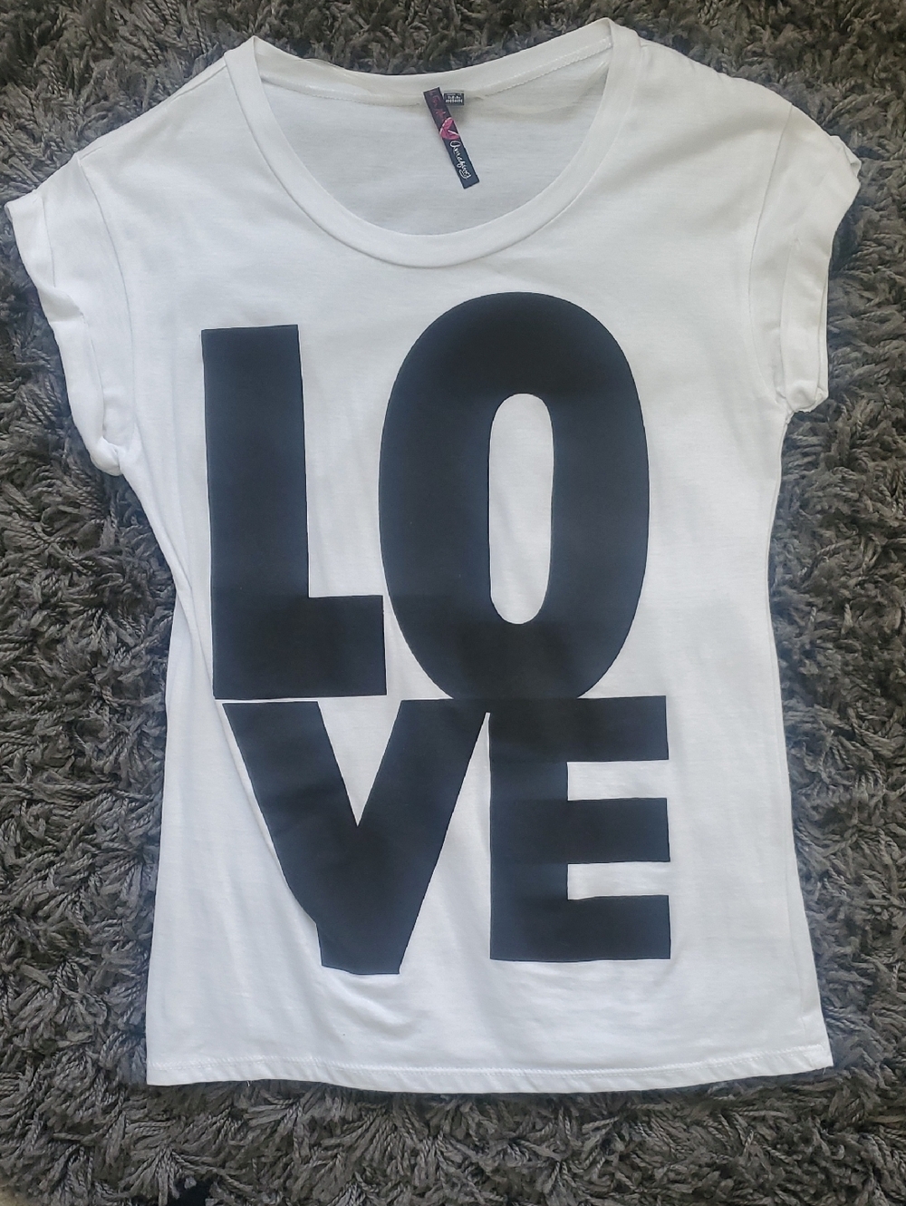 Mudd White Tee with Black LOVE Graphic
